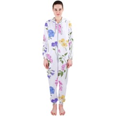 Botanical Flowers Hooded Jumpsuit (ladies)  by Dushan