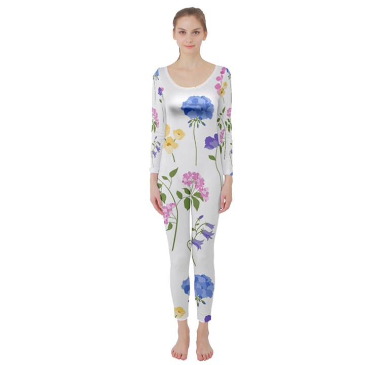 Botanical flowers Long Sleeve Catsuit