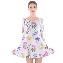 Botanical Flowers Long Sleeve Velvet Skater Dress