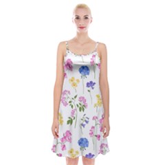 Botanical Flowers Spaghetti Strap Velvet Dress