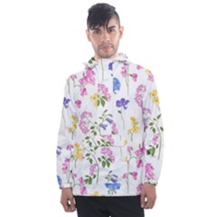 Botanical Flowers Men s Front Pocket Pullover Windbreaker by Dushan