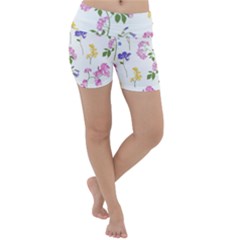 Botanical Flowers Lightweight Velour Yoga Shorts by Dushan