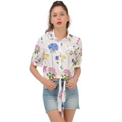 Botanical Flowers Tie Front Shirt 