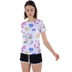 Botanical Flowers Back Circle Cutout Sports Tee