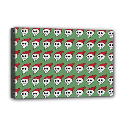 Comic Head Skull - Hat Red - Cartoon Skull Deluxe Canvas 18  X 12  (stretched) by DinzDas