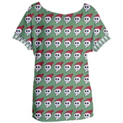 Comic Head Skull - Hat Red - Cartoon Skull Women s Oversized Tee by DinzDas