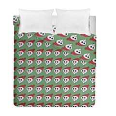 Comic Head Skull - Hat Red - Cartoon Skull Duvet Cover Double Side (full/ Double Size) by DinzDas