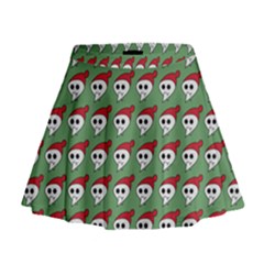 Comic Head Skull - Hat Red - Cartoon Skull Mini Flare Skirt by DinzDas