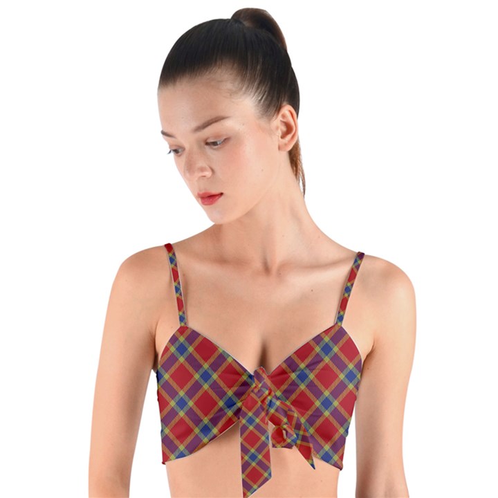 Scottish And Celtic Pattern - Braveheard Is Proud Of You Woven Tie Front Bralet