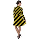 Warning Colors Yellow And Black - Police No Entrance 2 Long Sleeve Chiffon Shirt Dress View2