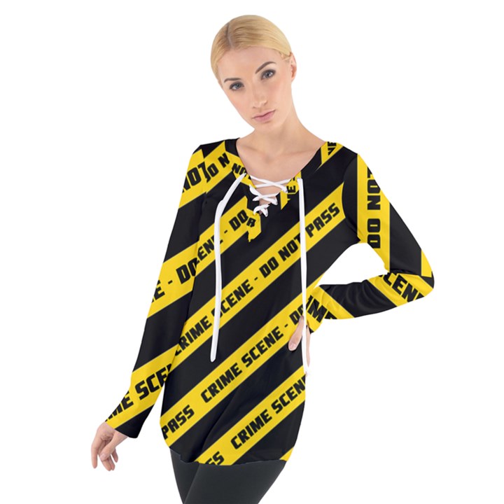 Warning Colors Yellow And Black - Police No Entrance 2 Tie Up Tee