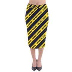 Warning Colors Yellow And Black - Police No Entrance 2 Velvet Midi Pencil Skirt by DinzDas