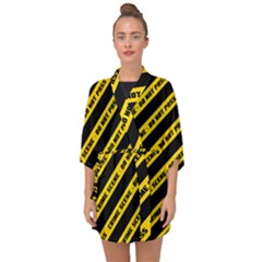 Warning Colors Yellow And Black - Police No Entrance 2 Half Sleeve Chiffon Kimono by DinzDas