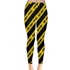 Warning Colors Yellow And Black - Police No Entrance 2 Inside Out Leggings by DinzDas