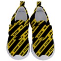 Warning Colors Yellow And Black - Police No Entrance 2 Kids  Velcro No Lace Shoes View1