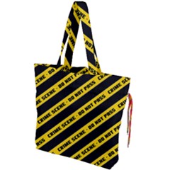 Warning Colors Yellow And Black - Police No Entrance 2 Drawstring Tote Bag by DinzDas