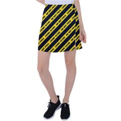 Warning Colors Yellow And Black - Police No Entrance 2 Tennis Skirt by DinzDas