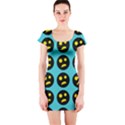 005 - Ugly Smiley With Horror Face - Scary Smiley Short Sleeve Bodycon Dress View1