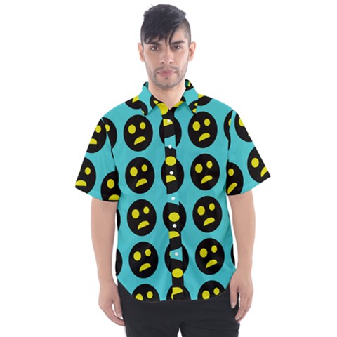 005 - Ugly Smiley With Horror Face - Scary Smiley Men s Short Sleeve Shirt by DinzDas