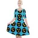 005 - Ugly Smiley With Horror Face - Scary Smiley Quarter Sleeve A-Line Dress View1