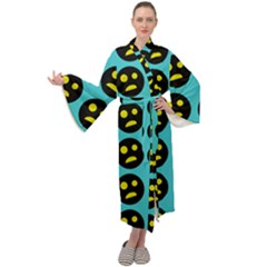 005 - Ugly Smiley With Horror Face - Scary Smiley Maxi Velour Kimono by DinzDas