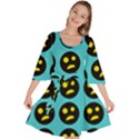 005 - Ugly Smiley With Horror Face - Scary Smiley Velour Kimono Dress View1