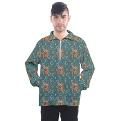 006 - Funky Oldschool 70s Wallpaper - Exploding Circles Men s Half Zip Pullover by DinzDas