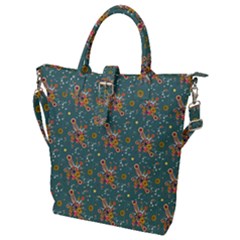 006 - Funky Oldschool 70s Wallpaper - Exploding Circles Buckle Top Tote Bag by DinzDas