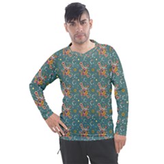 006 - Funky Oldschool 70s Wallpaper - Exploding Circles Men s Pique Long Sleeve Tee