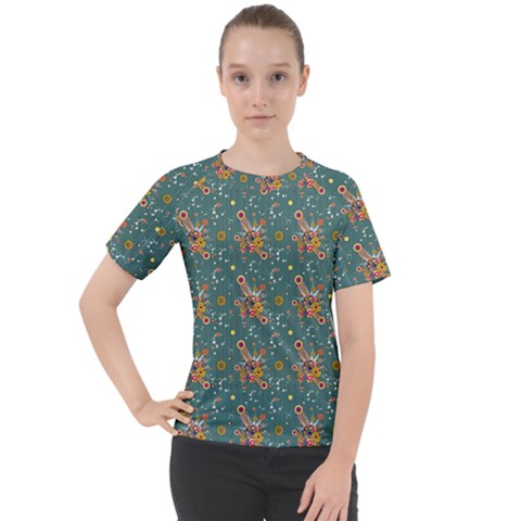 006 - Funky Oldschool 70s Wallpaper - Exploding Circles Women s Sport Raglan Tee by DinzDas