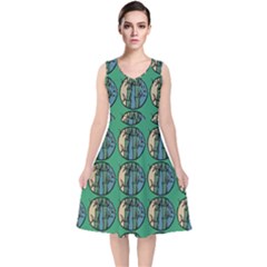 Bamboo Trees - The Asian Forest - Woods Of Asia V-neck Midi Sleeveless Dress  by DinzDas