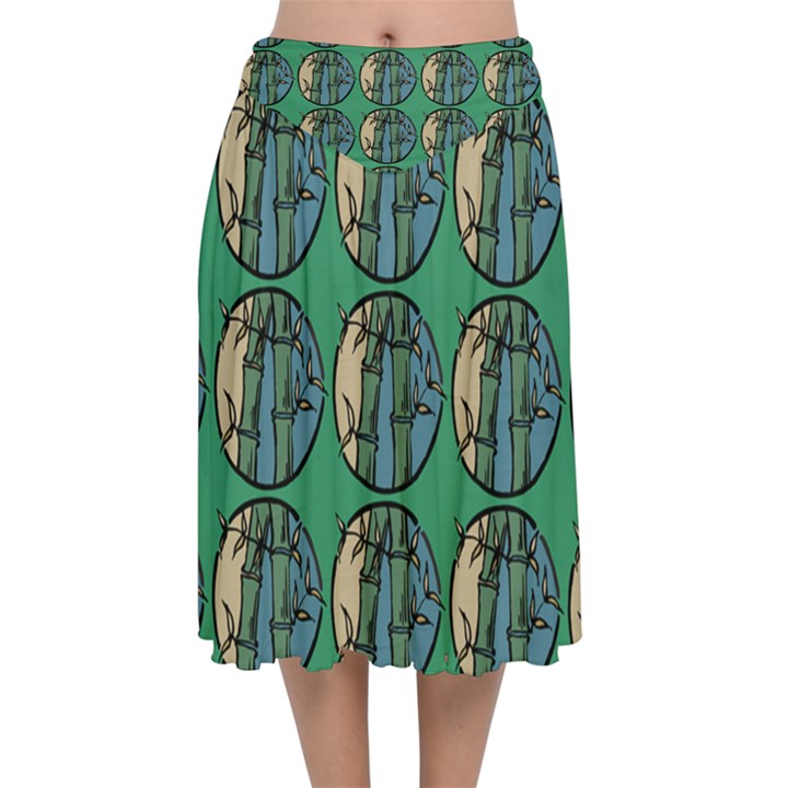 Bamboo Trees - The Asian Forest - Woods Of Asia Velvet Flared Midi Skirt