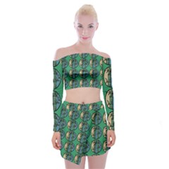 Bamboo Trees - The Asian Forest - Woods Of Asia Off Shoulder Top With Mini Skirt Set by DinzDas