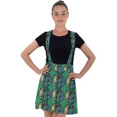 Bamboo Trees - The Asian Forest - Woods Of Asia Velvet Suspender Skater Skirt by DinzDas