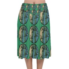 Bamboo Trees - The Asian Forest - Woods Of Asia Velvet Flared Midi Skirt by DinzDas