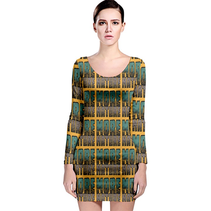 More Nature - Nature Is Important For Humans - Save Nature Long Sleeve Bodycon Dress