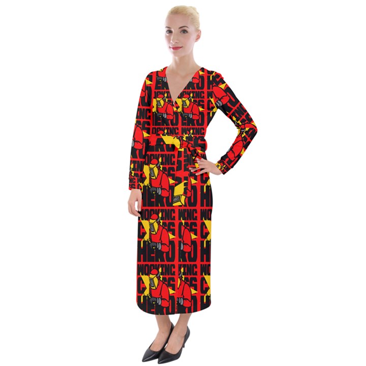 Working Class Hero - Welders And Other Handymen Are True Heroes - Work Velvet Maxi Wrap Dress