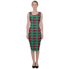 Evil Heart Graffiti Pattern Sleeveless Pencil Dress by DinzDas