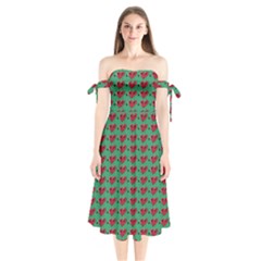 Evil Heart Graffiti Pattern Shoulder Tie Bardot Midi Dress by DinzDas