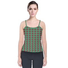 Evil Heart Graffiti Pattern Velvet Spaghetti Strap Top by DinzDas