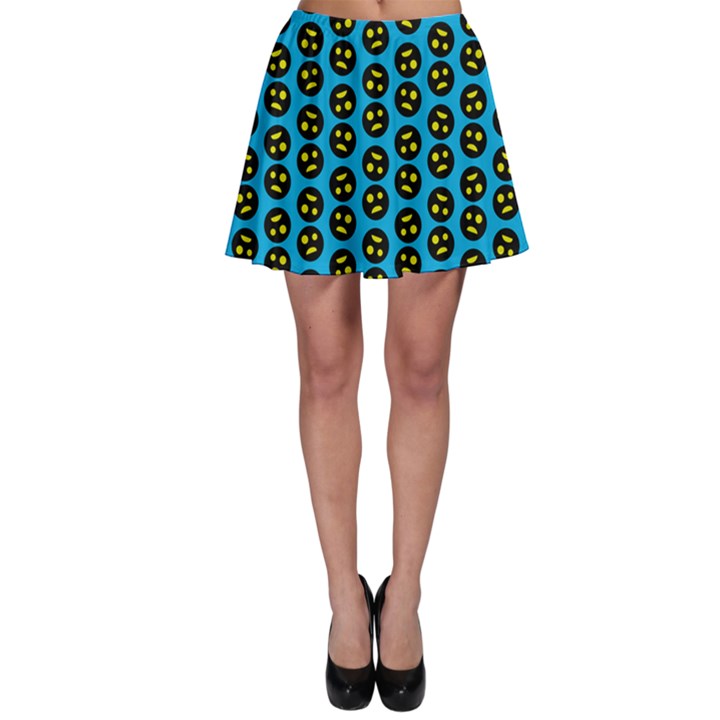 0059 Comic Head Bothered Smiley Pattern Skater Skirt