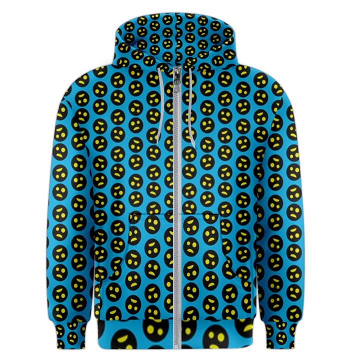 0059 Comic Head Bothered Smiley Pattern Men s Zipper Hoodie