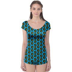 0059 Comic Head Bothered Smiley Pattern Boyleg Leotard  by DinzDas