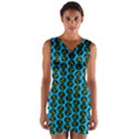 0059 Comic Head Bothered Smiley Pattern Wrap Front Bodycon Dress View1