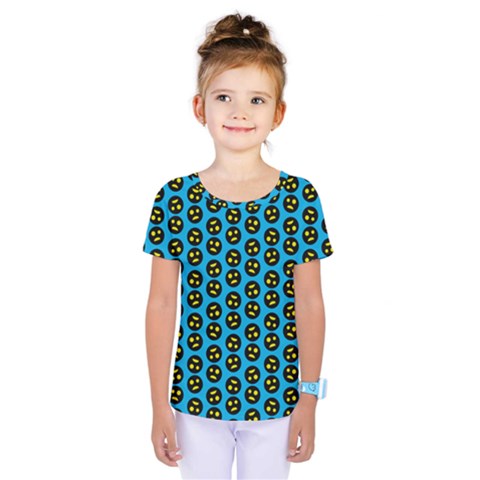 0059 Comic Head Bothered Smiley Pattern Kids  One Piece Tee by DinzDas