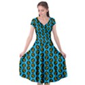 0059 Comic Head Bothered Smiley Pattern Cap Sleeve Wrap Front Dress View1