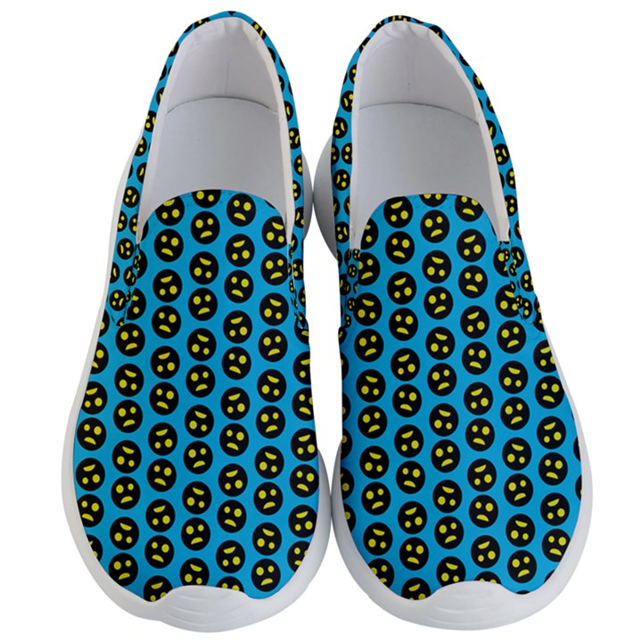 0059 Comic Head Bothered Smiley Pattern Men s Lightweight Slip Ons