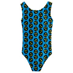 0059 Comic Head Bothered Smiley Pattern Kids  Cut-out Back One Piece Swimsuit by DinzDas