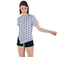 Comic Head Skull Hat Pattern 2 Asymmetrical Short Sleeve Sports Tee