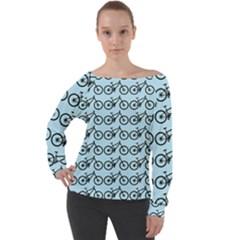 Mountain Bike - Mtb - Hardtail And Dirt Jump Off Shoulder Long Sleeve Velour Top by DinzDas